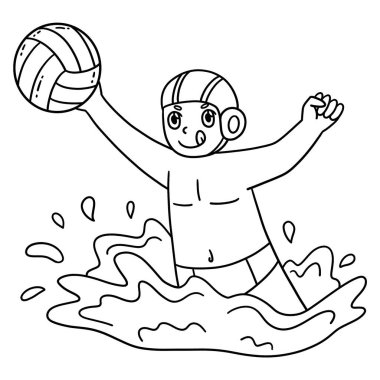 A cute and funny coloring page of a Water Polo Player Intercepting the Ball. Provides hours of coloring fun for children. To color, this page is very easy. Suitable for little kids and toddlers. clipart