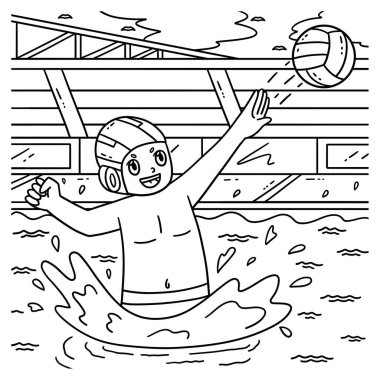 Topu paslayan bir su topu oyuncusunun sevimli ve komik renkli sayfası. Çocuklar için saatlerce boyama eğlencesi sağlıyor. Renklendirmek için, bu sayfa çok kolaydır. Küçük çocuklar ve yeni yürümeye başlayanlar için uygun..