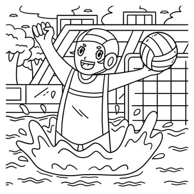 Su topu bayan oyuncusunun kollarını kaldıran sevimli ve komik renkli bir sayfası. Çocuklar için saatlerce boyama eğlencesi sağlıyor. Renklendirmek için, bu sayfa çok kolaydır. Küçük çocuklar ve yeni yürümeye başlayanlar için uygun..