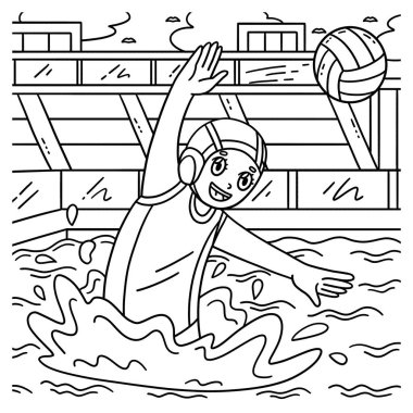 Su topu oynayan bir bayan oyuncunun şirin ve komik renkli bir sayfası. Çocuklar için saatlerce boyama eğlencesi sağlıyor. Renklendirmek için, bu sayfa çok kolaydır. Küçük çocuklar ve yeni yürümeye başlayanlar için uygun..