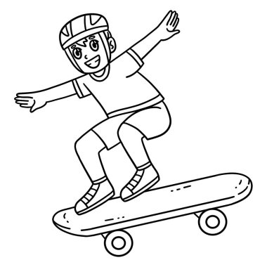 Kaykay yapan bir çocuğun şirin ve komik renkli bir sayfası. Çocuklar için saatlerce boyama eğlencesi sağlıyor. Renklendirmek için, bu sayfa çok kolaydır. Küçük çocuklar ve yeni yürümeye başlayanlar için uygun..