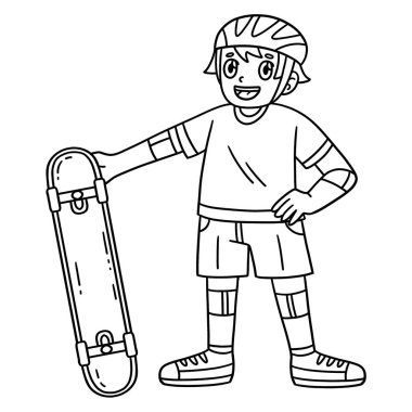 Kaykaylı bir çocuğun şirin ve komik renkli bir sayfası. Çocuklar için saatlerce boyama eğlencesi sağlıyor. Renklendirmek için, bu sayfa çok kolaydır. Küçük çocuklar ve yeni yürümeye başlayanlar için uygun..