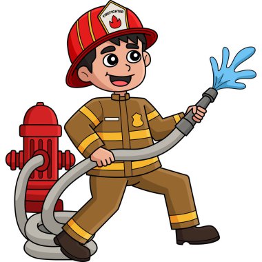 Bu karikatür, bir itfaiyecinin Ateş Resmini Söndürmesini gösteriyor..