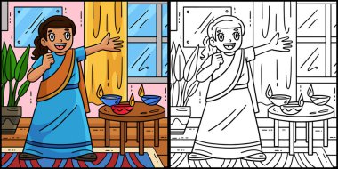 Bu boyama sayfası Diwali Child 'ın şarkı söylediğini gösteriyor. Bu illüstrasyonun bir tarafı renkli ve çocuklar için bir ilham kaynağı..