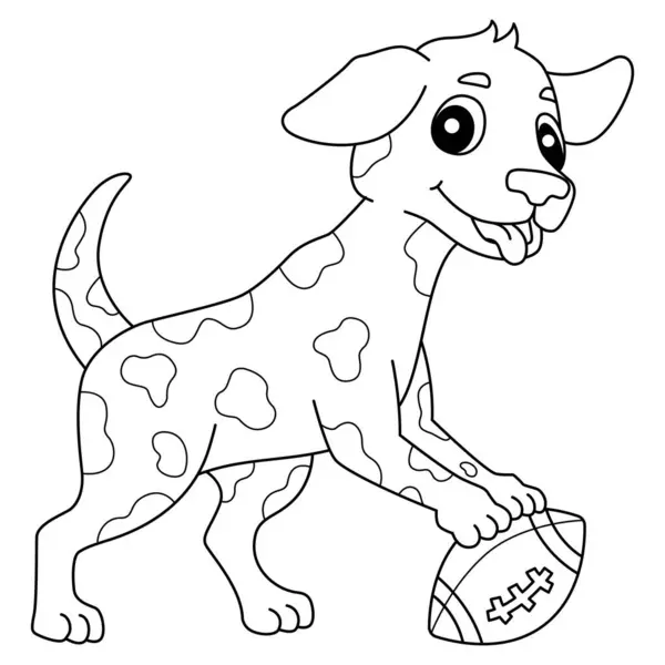 stock vector A cute and funny coloring page of an American Football Dog Playing. Provides hours of coloring fun for children. To color, this page is very easy. Suitable for little kids and toddlers.