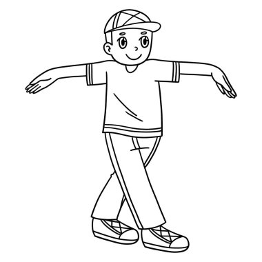 A cute and funny coloring page of a Breakdance B-Boy doing a Top Rock. Provides hours of coloring fun for children. To color, this page is very easy. Suitable for little kids and toddlers. clipart