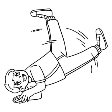 Breakdance B-Boy 'un yel değirmeni sahneleyen sevimli ve komik renkli sayfası. Çocuklar için saatlerce boyama eğlencesi sağlıyor. Renklendirmek için, bu sayfa çok kolaydır. Küçük çocuklar ve yeni yürümeye başlayanlar için uygun..