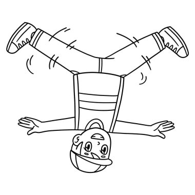 A cute and funny coloring page of a Breakdance B-Boy doing a Head Spin. Provides hours of coloring fun for children. To color, this page is very easy. Suitable for little kids and toddlers. clipart