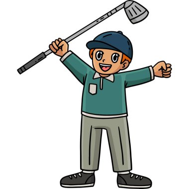 Bu karikatür, bir Golf Golfçüsünün Kaldıran Elleri illüstrasyonunu gösteriyor..