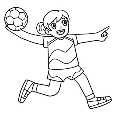 Pas atmaya hazır bir bayan hentbolcunun sevimli ve komik renkli sayfası. Çocuklar için saatlerce boyama eğlencesi sağlıyor. Renklendirmek için, bu sayfa çok kolaydır. Küçük çocuklar ve yeni yürümeye başlayanlar için uygun.. 
