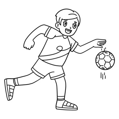 Hentbol oyuncusunun topu sektiren sevimli ve komik renkli bir sayfası. Çocuklar için saatlerce boyama eğlencesi sağlıyor. Renklendirmek için, bu sayfa çok kolaydır. Küçük çocuklar ve yeni yürümeye başlayanlar için uygun.. 