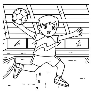 Bir Hentbol oyuncusunun zıplama atışı yaptığı sevimli ve komik renkli bir sayfa. Çocuklar için saatlerce boyama eğlencesi sağlıyor. Renklendirmek için, bu sayfa çok kolaydır. Küçük çocuklar ve yeni yürümeye başlayanlar için uygun.. 