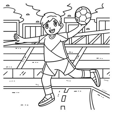 Hentbol oyuncusunun topu atmaya hazır sevimli ve komik renkli bir sayfası. Çocuklar için saatlerce boyama eğlencesi sağlıyor. Renklendirmek için, bu sayfa çok kolaydır. Küçük çocuklar ve yeni yürümeye başlayanlar için uygun.. 