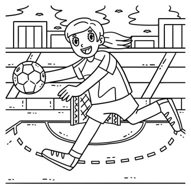 Topla koşan bayan bir hentbolcunun sevimli ve komik renkli sayfası. Çocuklar için saatlerce boyama eğlencesi sağlıyor. Renklendirmek için, bu sayfa çok kolaydır. Küçük çocuklar ve yeni yürümeye başlayanlar için uygun.. 