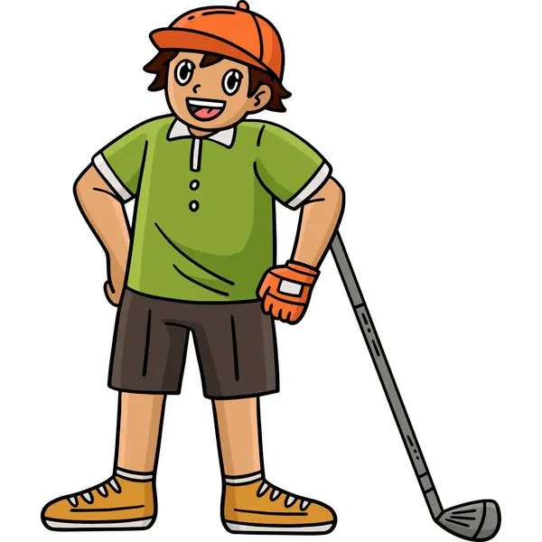 stock vector This cartoon clipart shows a Golf Golfer Leaning on a Club illustration.