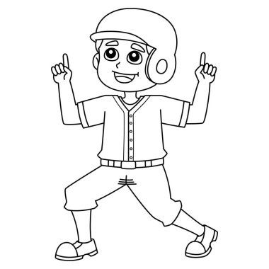 A cute and funny coloring page of a Baseball Player Celebration. Provides hours of coloring fun for children. To color, this page is very easy. Suitable for little kids and toddlers. clipart