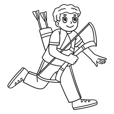 A cute and funny coloring page of an Archery Archer Heading for Practice. Provides hours of coloring fun for children. To color, this page is very easy. Suitable for little kids and toddlers. clipart