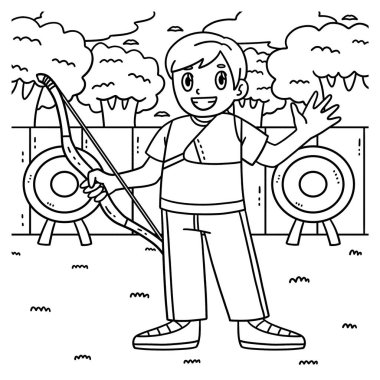 Okçuluk okçuluğunun sevimli ve komik renkli sayfası. Çocuklar için saatlerce boyama eğlencesi sağlıyor. Renklendirmek için, bu sayfa çok kolaydır. Küçük çocuklar ve yeni yürümeye başlayanlar için uygun..