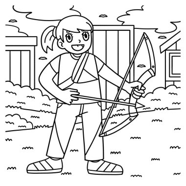 Nişan almaya hazır bir okçu kadın okçunun sevimli ve komik renkli sayfası. Çocuklar için saatlerce boyama eğlencesi sağlıyor. Renklendirmek için, bu sayfa çok kolaydır. Küçük çocuklar ve yeni yürümeye başlayanlar için uygun..