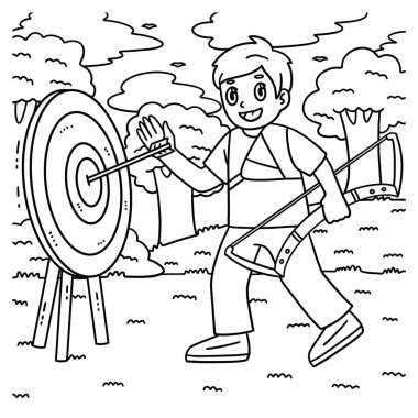 Okçu Okçuluğunun şirin ve komik renkli bir sayfası. Çocuklar için saatlerce boyama eğlencesi sağlıyor. Renklendirmek için, bu sayfa çok kolaydır. Küçük çocuklar ve yeni yürümeye başlayanlar için uygun..