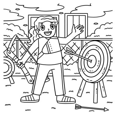 Hedef Çemberli Okçu Kadın Archer 'ın sevimli ve komik renkli bir sayfası. Çocuklar için saatlerce boyama eğlencesi sağlıyor. Renklendirmek için, bu sayfa çok kolaydır. Küçük çocuklar ve yeni yürümeye başlayanlar için uygun..