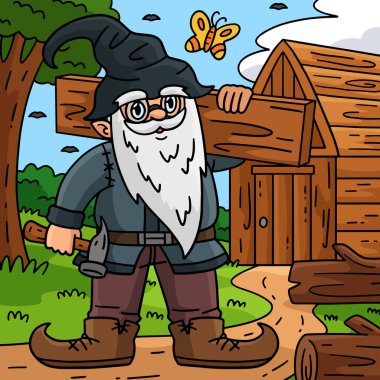 Bu karikatür parçası bir Gnome Carpenter çizimini gösteriyor..