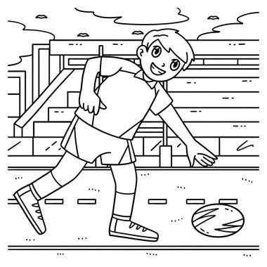 Bir Rugby oyuncusunun topu kaldırışının sevimli ve komik renkli sayfası. Çocuklar için saatlerce boyama eğlencesi sağlıyor. Renklendirmek için, bu sayfa çok kolaydır. Küçük çocuklar ve yeni yürümeye başlayanlar için uygun..