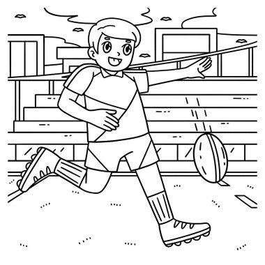 Short Punt yapan bir Rugby oyuncusunun sevimli ve komik renkli sayfası. Çocuklar için saatlerce boyama eğlencesi sağlıyor. Renklendirmek için, bu sayfa çok kolaydır. Küçük çocuklar ve yeni yürümeye başlayanlar için uygun..