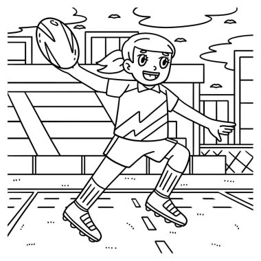 Rugby Kadın Oyuncusunun topu paslayan sevimli ve komik renkli bir sayfası. Çocuklar için saatlerce boyama eğlencesi sağlıyor. Renklendirmek için, bu sayfa çok kolaydır. Küçük çocuklar ve yeni yürümeye başlayanlar için uygun..