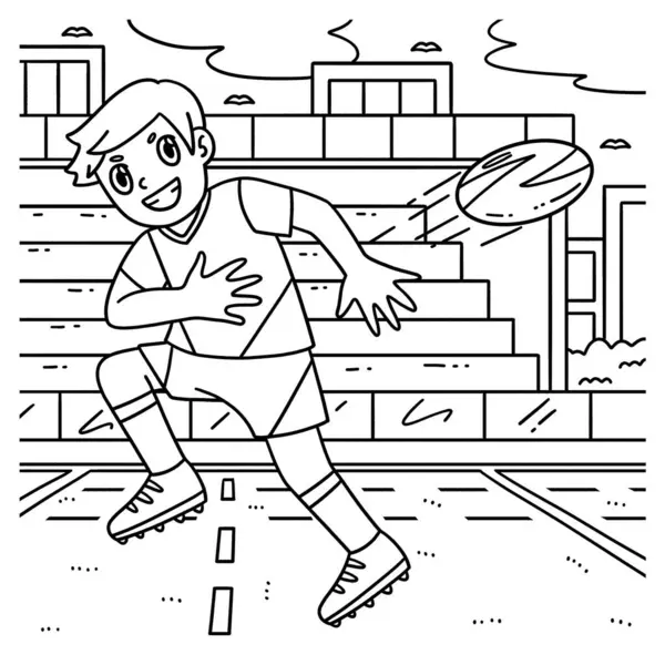 stock vector A cute and funny coloring page of a Rugby Player Passing the Ball Backwards. Provides hours of coloring fun for children. To color, this page is very easy. Suitable for little kids and toddlers.