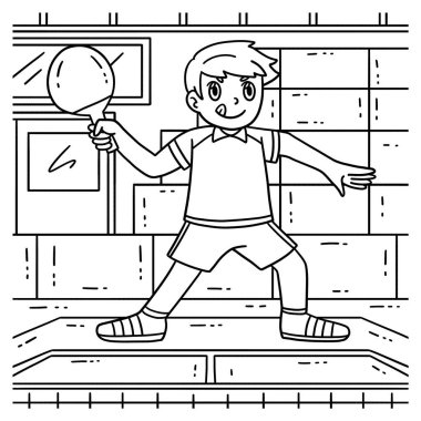 Defansif bir duruşta bir masa tenisi oyuncusunun sevimli ve komik renkli sayfası. Çocuklar için saatlerce boyama eğlencesi sağlıyor. Renklendirmek için, bu sayfa çok kolaydır. Küçük çocuklar ve yeni yürümeye başlayanlar için uygun..