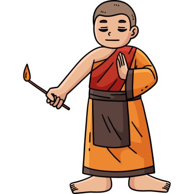 Bu karikatür klibinde bir Budist Keşiş Işıklandırma Dua Tütsüsü resmedilmiş..