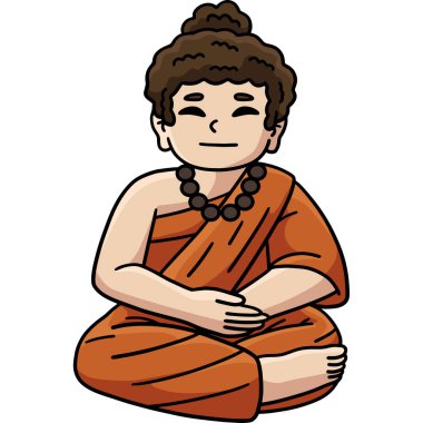 Bu karikatür, Budist bir Buda 'yı otururken ve meditasyon yaparken gösteriyor..