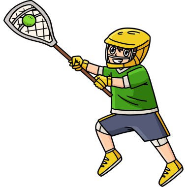 Bu karikatür, Lacrosse Goalie Catching Ball illüstrasyonunu gösteriyor..
