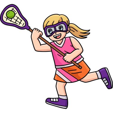 Bu karikatür, Lacrosse Ball illüstrasyonunu yakalayan bir kadın oyuncuyu gösteriyor..