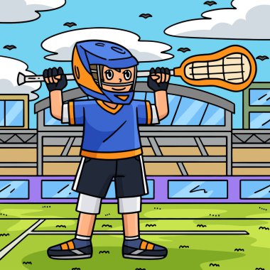 This cartoon clipart shows a Lacrosse Player with a Stick illustration. clipart