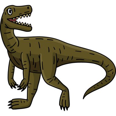 Bu karikatür parçası bir dinozor Herrerasaurus illüstrasyonunu gösteriyor.