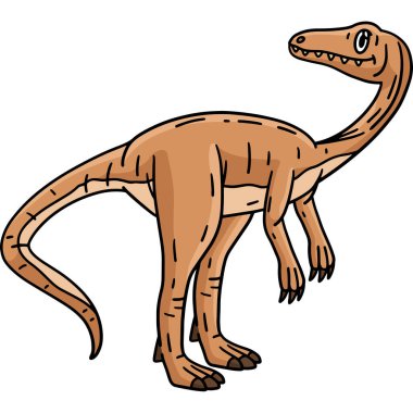 Bu karikatür parçası bir Dinozor Coelophysis çizimini gösteriyor.