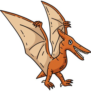 Bu karikatür parçası Dinozor Pteranodon çizimini gösteriyor..