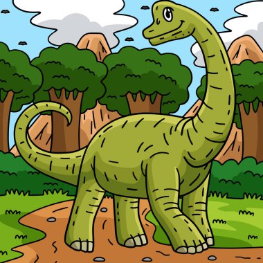 Bu karikatür parçası bir dinozor Brachiosaurus çizimini gösteriyor..