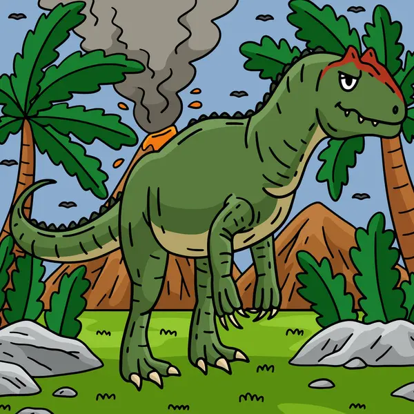 Bu karikatür parçası bir dinozor Allosaurus çizimini gösteriyor.