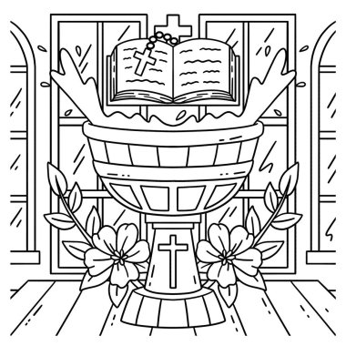 Vaftiz Yazı Tipi ve İncil 'in şirin ve komik renkli sayfası. Çocuklar için saatlerce boyama eğlencesi sağlıyor. Renklendirmek için, bu sayfa çok kolaydır. Küçük çocuklar ve yeni yürümeye başlayanlar için uygun..