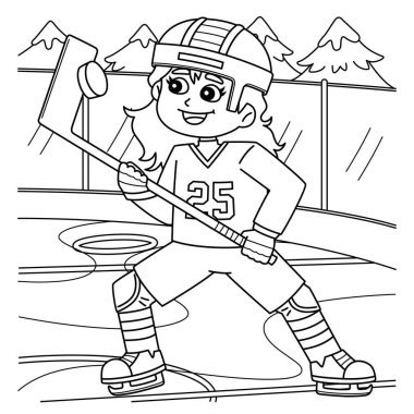 Buz hokeyi oyuncusu kızın Puck 'ı yakalayan sevimli ve komik renkli sayfası. Çocuklar için saatlerce boyama eğlencesi sağlıyor. Renklendirmek için, bu sayfa çok kolaydır. Küçük çocuklar ve yeni yürümeye başlayanlar için uygun..