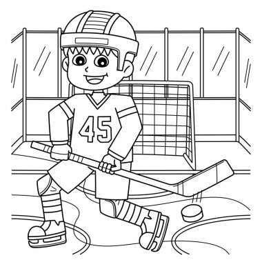 Bir buz hokeyi oyuncusunun golü durdurmasının sevimli ve komik renkli sayfası. Çocuklar için saatlerce boyama eğlencesi sağlıyor. Renklendirmek için, bu sayfa çok kolaydır. Küçük çocuklar ve yeni yürümeye başlayanlar için uygun..