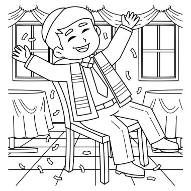 Bar Mitzvah Boy 'un Hora' yı becerdiği sevimli ve komik bir boyama sayfası. Çocuklar için saatlerce boyama eğlencesi sağlıyor. Renklendirmek için, bu sayfa çok kolaydır. Küçük çocuklar ve yeni yürümeye başlayanlar için uygun..