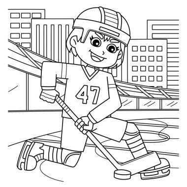 Buz hokeyi oyuncusu bir kızın sevimli ve komik renkli sayfası. Çocuklar için saatlerce boyama eğlencesi sağlıyor. Renklendirmek için, bu sayfa çok kolaydır. Küçük çocuklar ve yeni yürümeye başlayanlar için uygun..