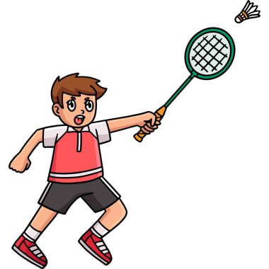 Bu karikatür, bir Badminton oyuncusunun Shuttlecock illüstrasyonuna vuruşunu gösteriyor..