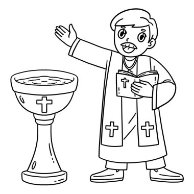 Vaftiz Rahibi ve Vaftiz Yazı Tipi 'nin sevimli ve komik renkli bir sayfası. Çocuklar için saatlerce boyama eğlencesi sağlıyor. Renklendirmek için, bu sayfa çok kolaydır. Küçük çocuklar ve yeni yürümeye başlayanlar için uygun..