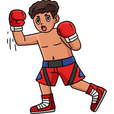 This cartoon clipart shows a Boxing Boxer doing an Uppercut Punch illustration.  clipart