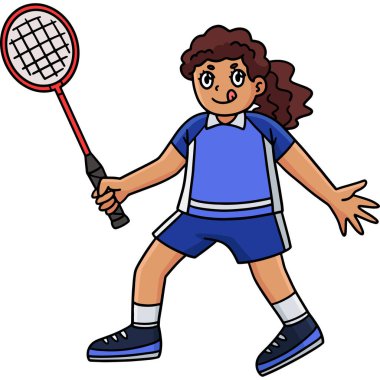 Bu karikatürde Badminton Kadın Oyuncu Servisi illüstrasyonunu gösteriyor.